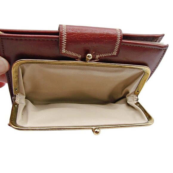 NEW Princess Gardner Dark Red Leather Bifold Wallet Card Slots Coin Purse Vtg - Picture 3 of 12